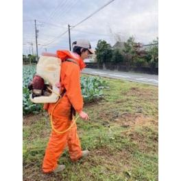 除草剤散布中、、